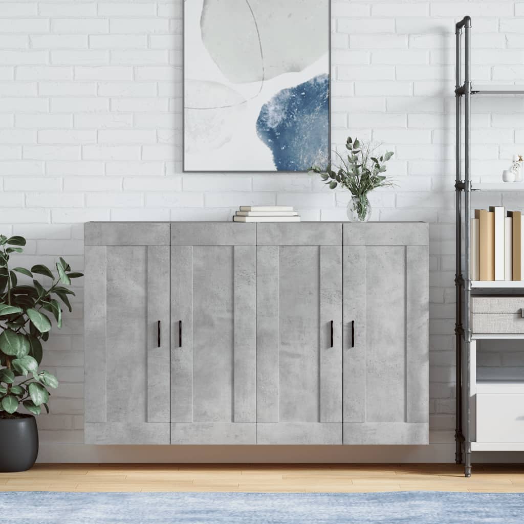 Hangkasten 2 st bewerkt hout betongrijs is nu te koop bij PeponiXL, paradijselijk wonen!