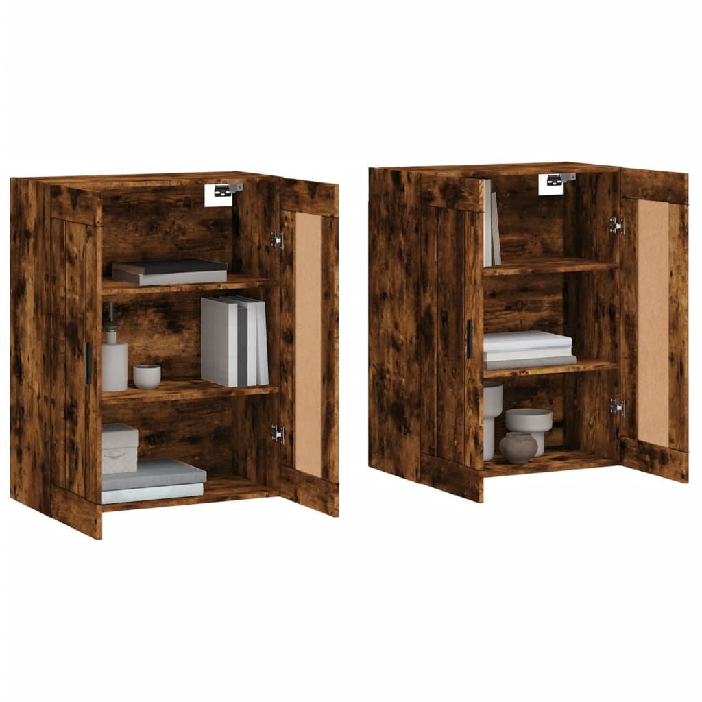 Hangkasten 2 st bewerkt hout gerookt eikenkleurig is nu te koop bij PeponiXL, paradijselijk wonen!