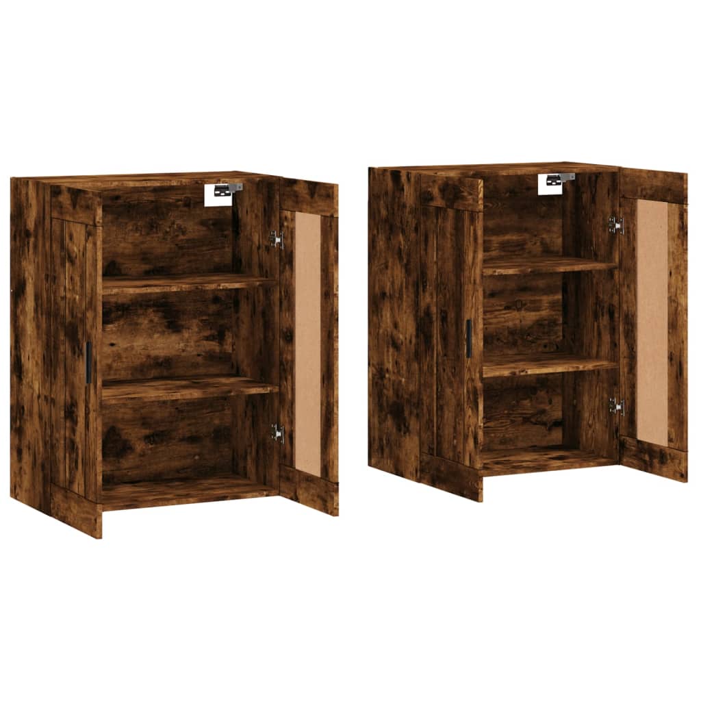 Hangkasten 2 st bewerkt hout gerookt eikenkleurig is nu te koop bij PeponiXL, paradijselijk wonen!