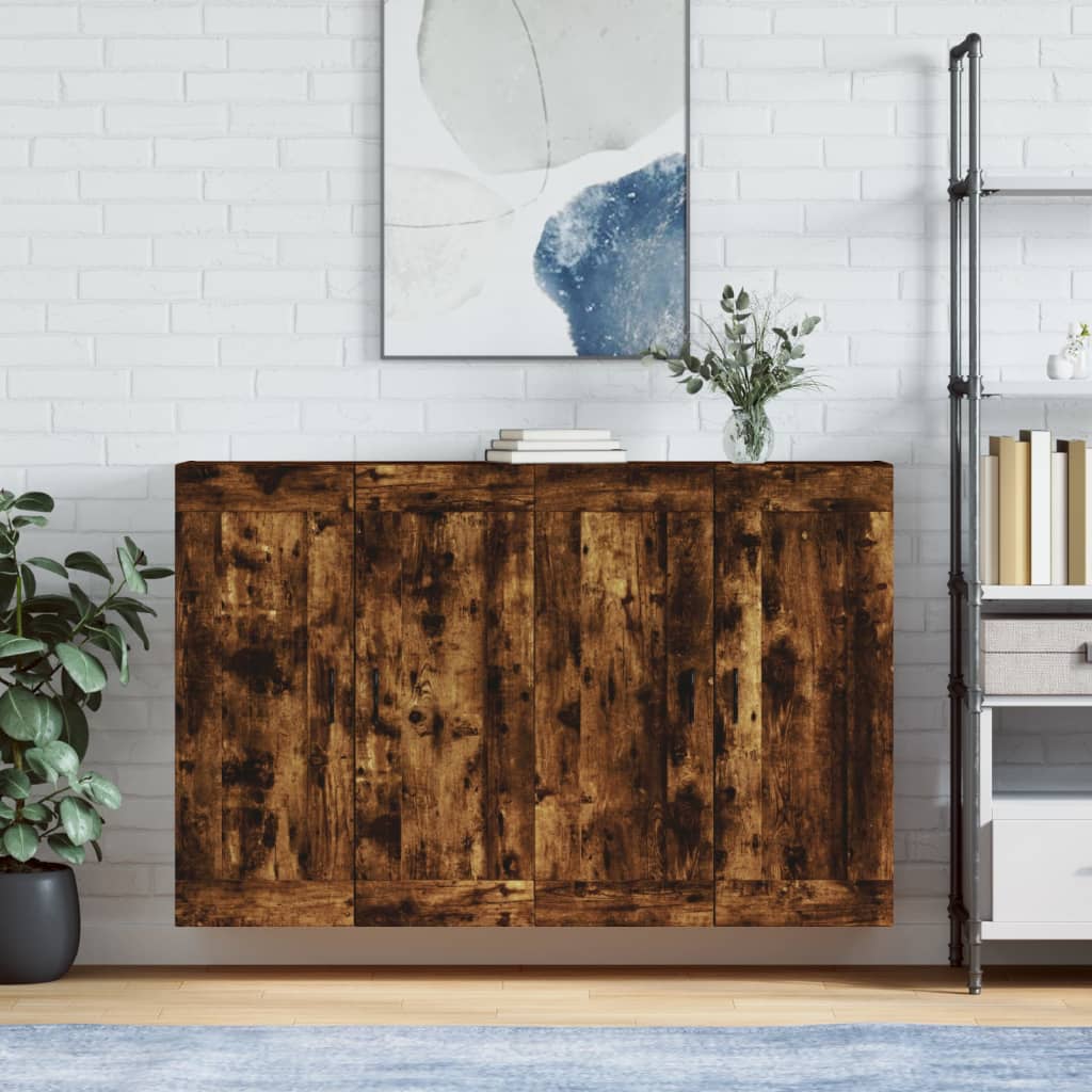 Hangkasten 2 st bewerkt hout gerookt eikenkleurig is nu te koop bij PeponiXL, paradijselijk wonen!
