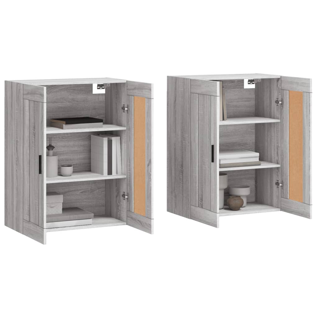 Hangkasten 2 st bewerkt hout grijs sonoma eikenkleurig is nu te koop bij PeponiXL, paradijselijk wonen!