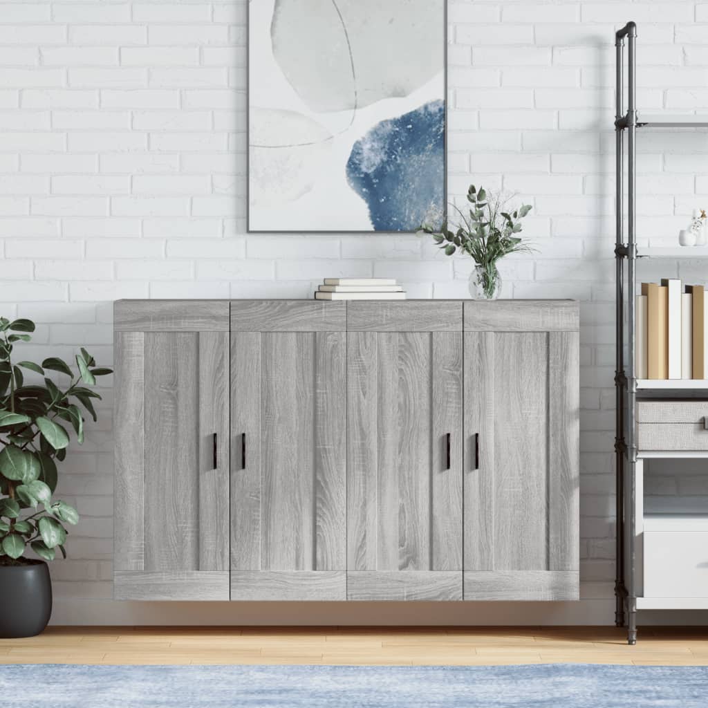 Hangkasten 2 st bewerkt hout grijs sonoma eikenkleurig is nu te koop bij PeponiXL, paradijselijk wonen!