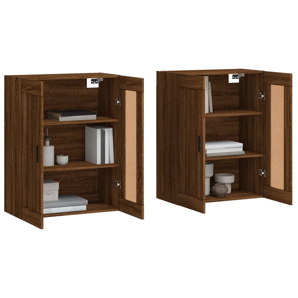 Hangkasten 2 st bewerkt hout bruin eikenkleur is nu te koop bij PeponiXL, paradijselijk wonen!