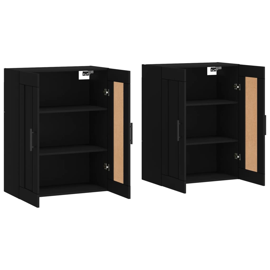 Hangkasten 2 st bewerkt hout zwart is nu te koop bij PeponiXL, paradijselijk wonen!