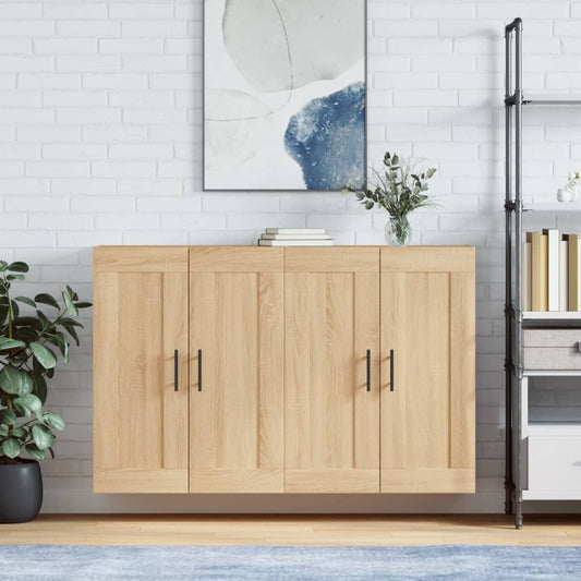 Hangkasten 2 st bewerkt hout sonoma eikenkleurig is nu te koop bij PeponiXL, paradijselijk wonen!