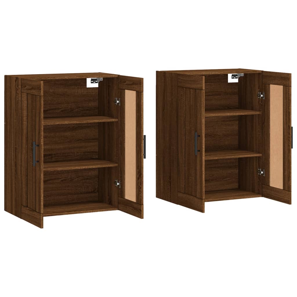 Hangkasten 2 st bewerkt hout bruin eikenkleur is nu te koop bij PeponiXL, paradijselijk wonen!