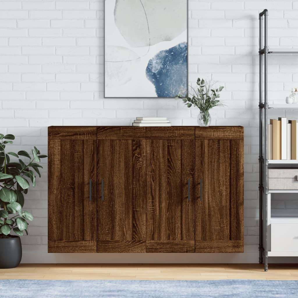 Hangkasten 2 st bewerkt hout bruin eikenkleur is nu te koop bij PeponiXL, paradijselijk wonen!
