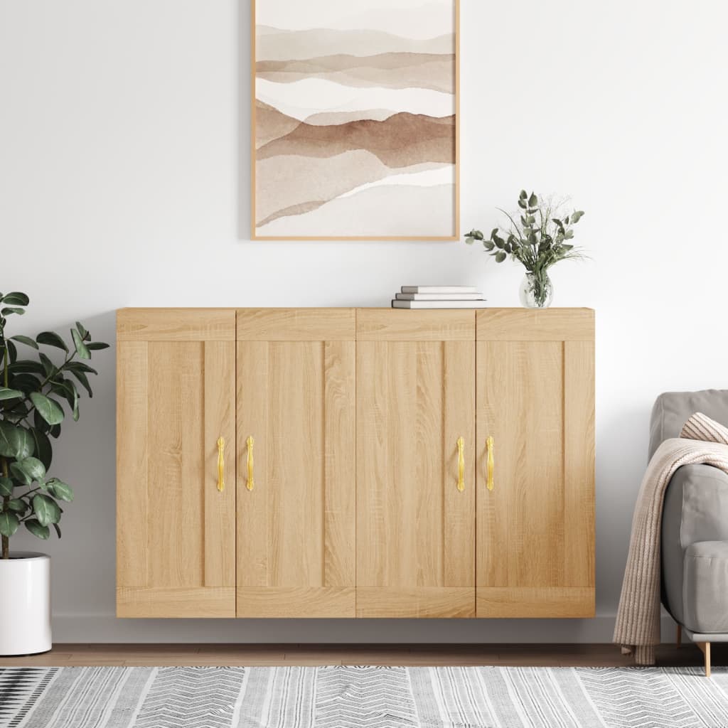 Hangkasten 2 st bewerkt hout sonoma eikenkleurig is nu te koop bij PeponiXL, paradijselijk wonen!