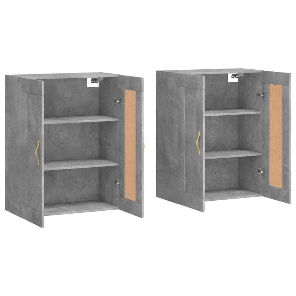 Hangkasten 2 st bewerkt hout betongrijs is nu te koop bij PeponiXL, paradijselijk wonen!