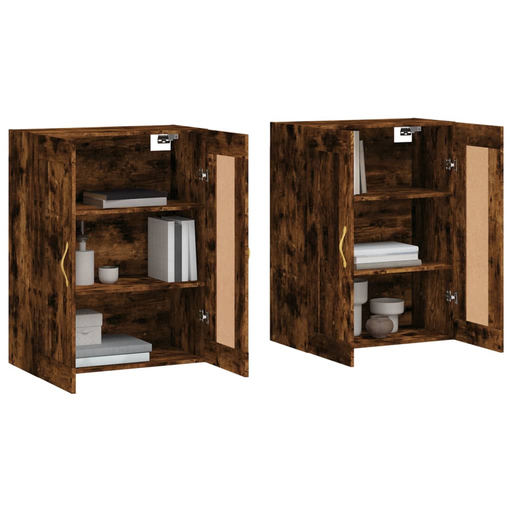Hangkasten 2 st bewerkt hout gerookt eikenkleurig is nu te koop bij PeponiXL, paradijselijk wonen!