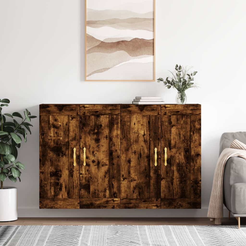 Hangkasten 2 st bewerkt hout gerookt eikenkleurig is nu te koop bij PeponiXL, paradijselijk wonen!