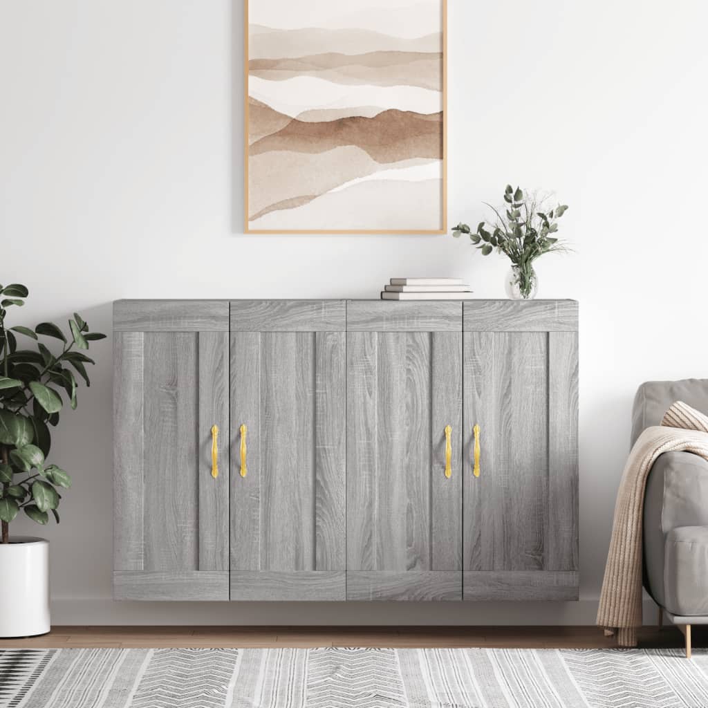 Hangkasten 2 st bewerkt hout grijs sonoma eikenkleurig is nu te koop bij PeponiXL, paradijselijk wonen!
