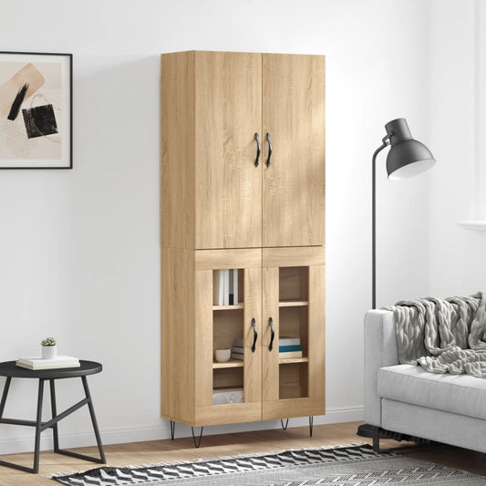 Hoge kast 69,5x34x180 cm bewerkt hout sonoma eikenkleurig is nu te koop bij PeponiXL, paradijselijk wonen!