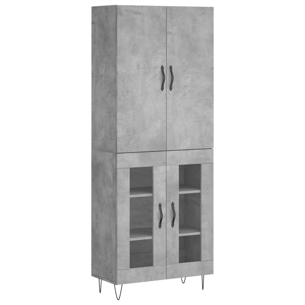 Hoge kast 69,5x34x180 cm bewerkt hout betongrijs is nu te koop bij PeponiXL, paradijselijk wonen!