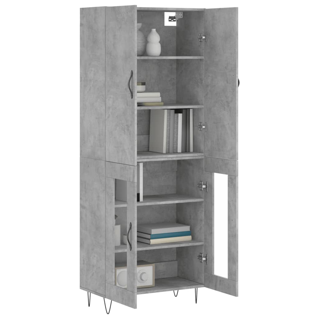 Hoge kast 69,5x34x180 cm bewerkt hout betongrijs is nu te koop bij PeponiXL, paradijselijk wonen!