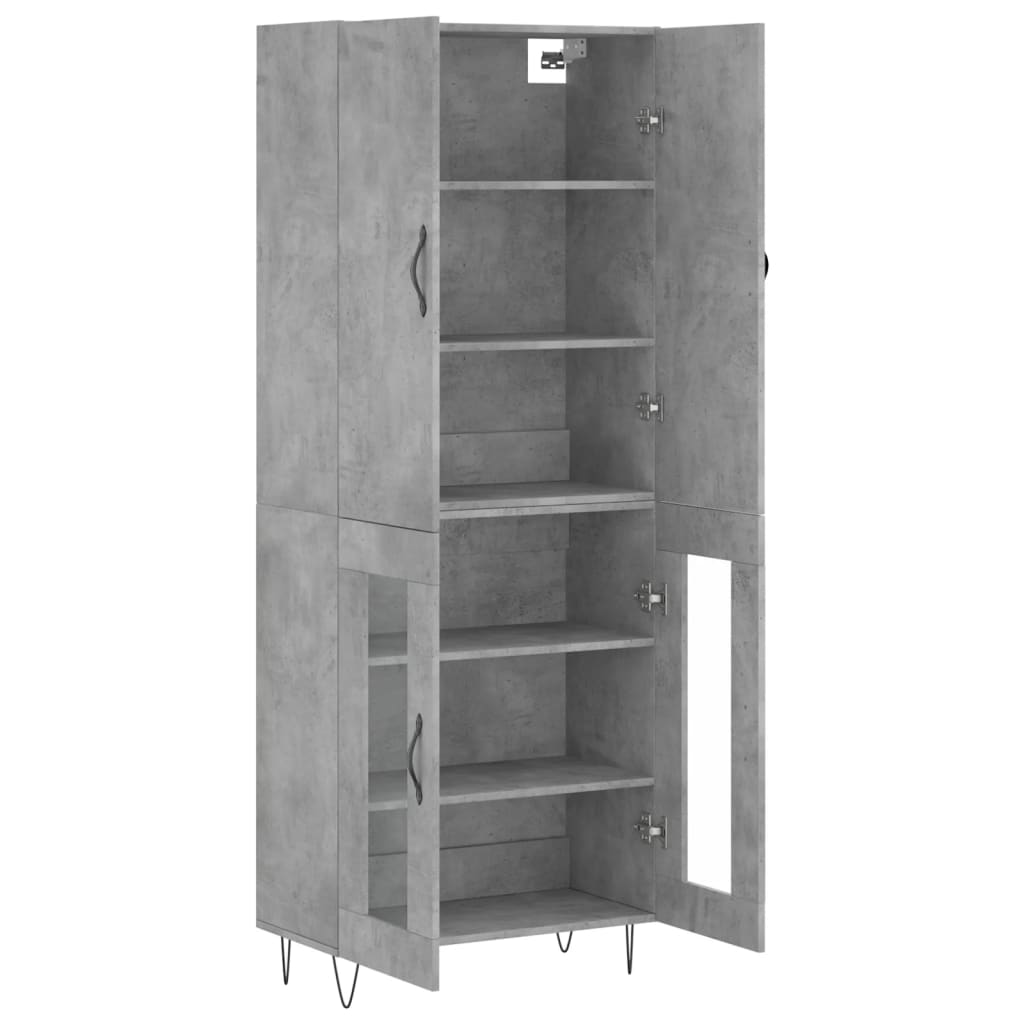 Hoge kast 69,5x34x180 cm bewerkt hout betongrijs is nu te koop bij PeponiXL, paradijselijk wonen!