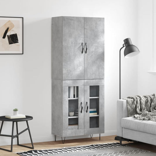 Hoge kast 69,5x34x180 cm bewerkt hout betongrijs is nu te koop bij PeponiXL, paradijselijk wonen!