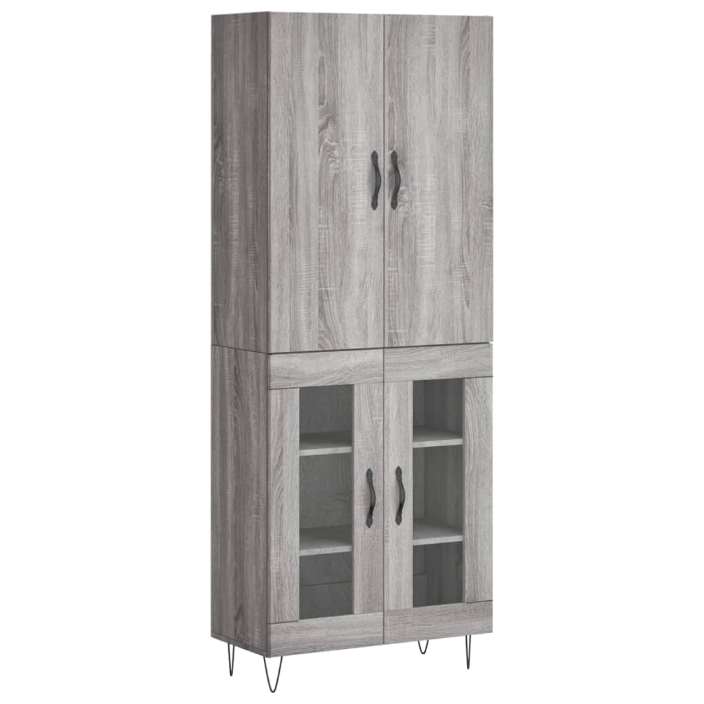 Hoge kast 69,5x34x180 cm bewerkt hout grijs sonoma eikenkleurig is nu te koop bij PeponiXL, paradijselijk wonen!