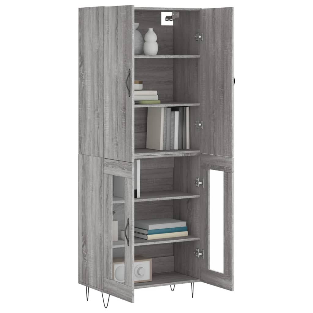 Hoge kast 69,5x34x180 cm bewerkt hout grijs sonoma eikenkleurig is nu te koop bij PeponiXL, paradijselijk wonen!