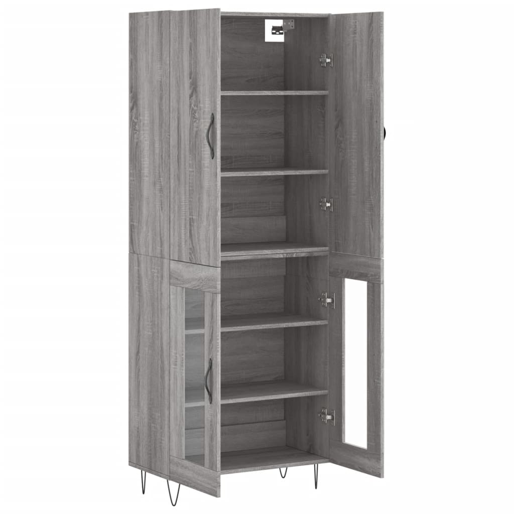 Hoge kast 69,5x34x180 cm bewerkt hout grijs sonoma eikenkleurig is nu te koop bij PeponiXL, paradijselijk wonen!
