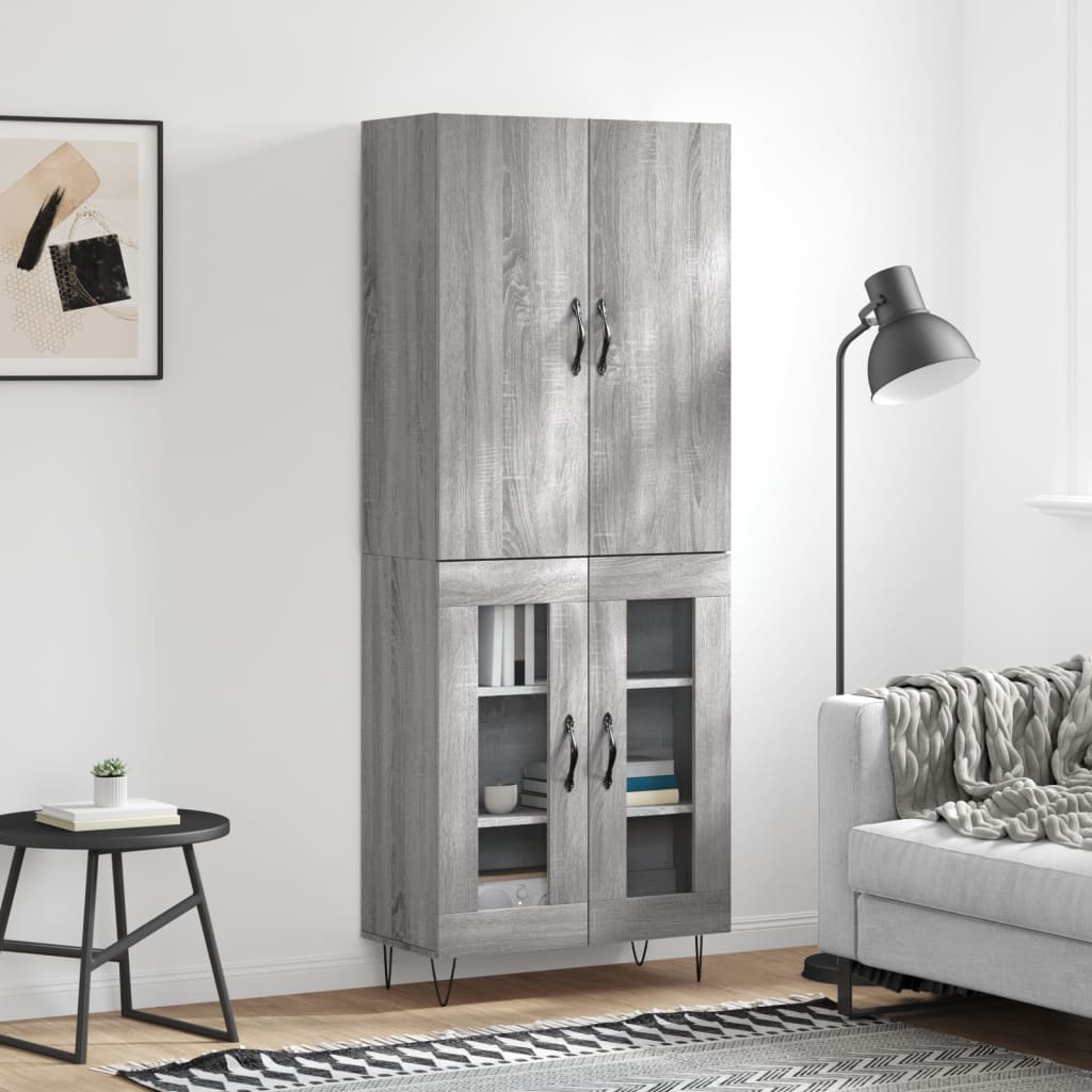 Hoge kast 69,5x34x180 cm bewerkt hout grijs sonoma eikenkleurig is nu te koop bij PeponiXL, paradijselijk wonen!