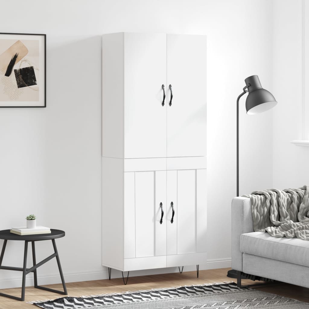 Hoge kast 69,5x34x180 cm bewerkt hout wit is nu te koop bij PeponiXL, paradijselijk wonen!