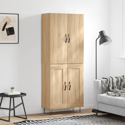 Hoge kast 69,5x34x180 cm bewerkt hout sonoma eikenkleurig is nu te koop bij PeponiXL, paradijselijk wonen!
