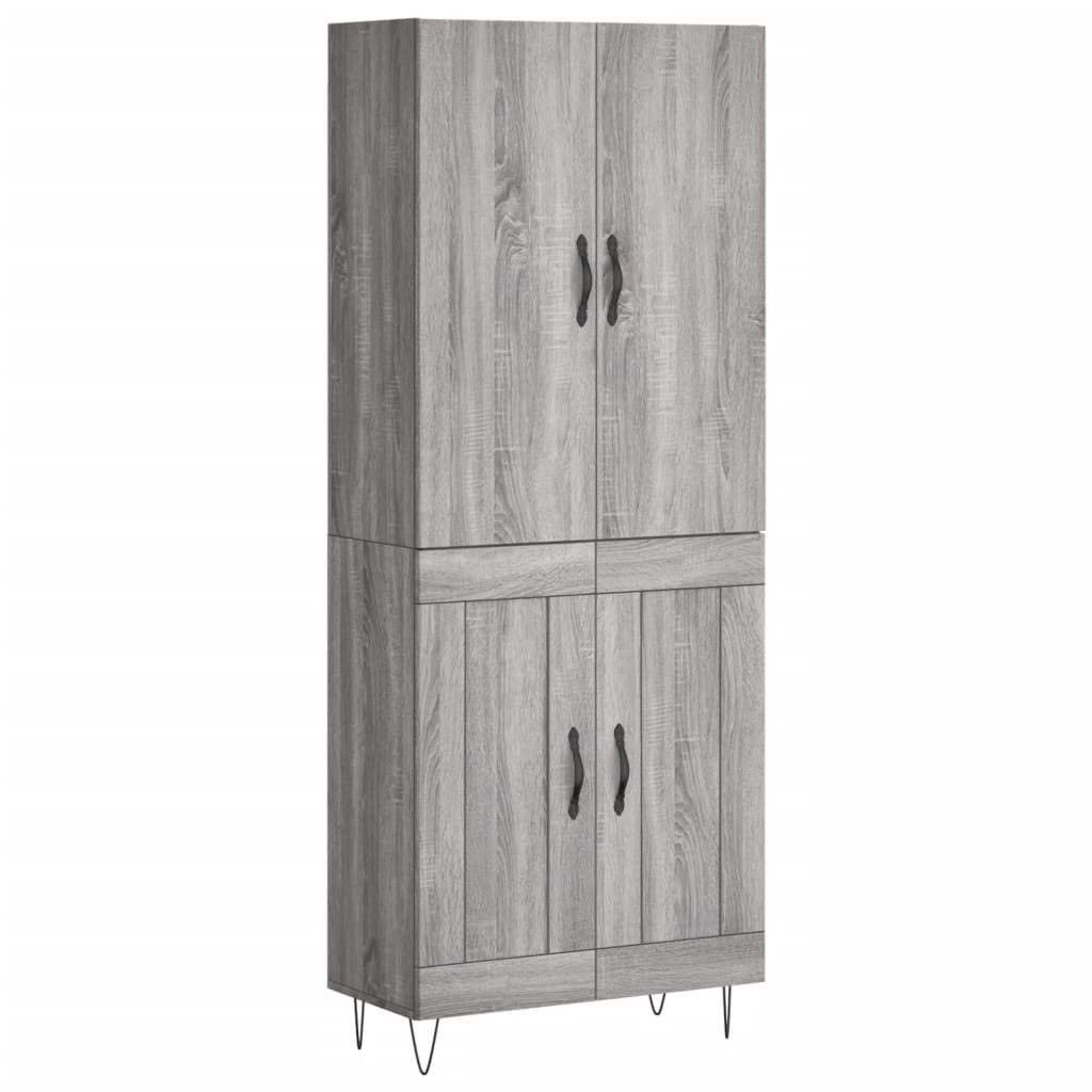 Hoge kast 69,5x34x180 cm bewerkt hout grijs sonoma eikenkleurig is nu te koop bij PeponiXL, paradijselijk wonen!