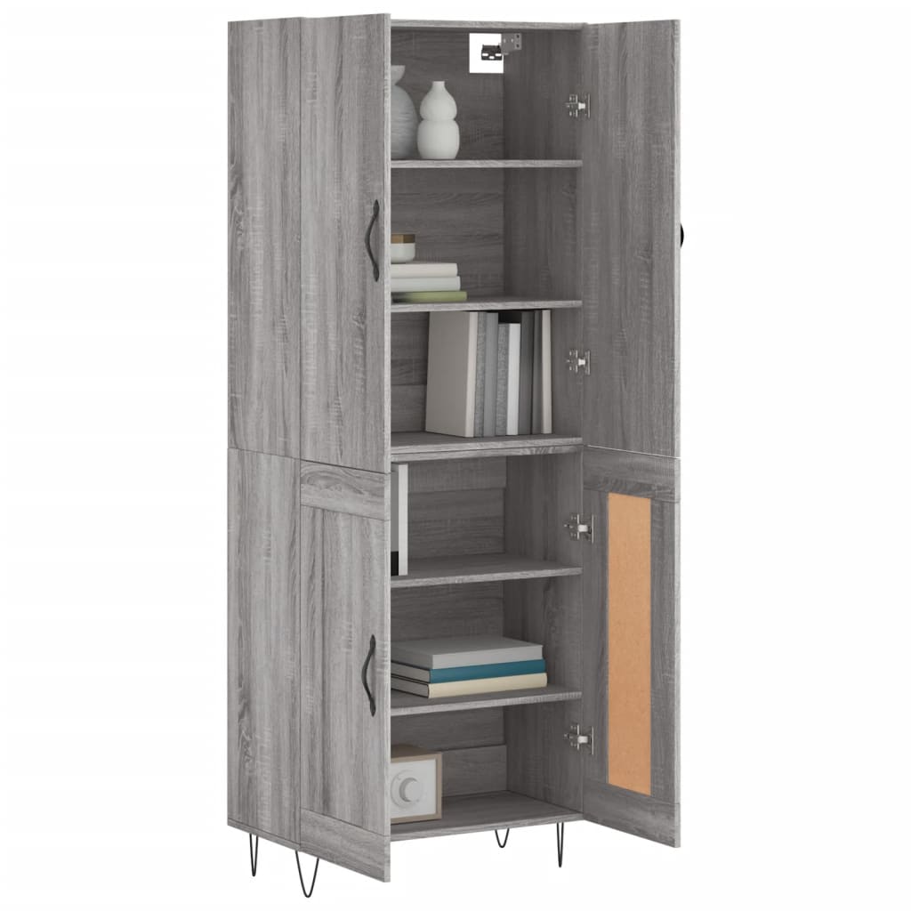 Hoge kast 69,5x34x180 cm bewerkt hout grijs sonoma eikenkleurig is nu te koop bij PeponiXL, paradijselijk wonen!