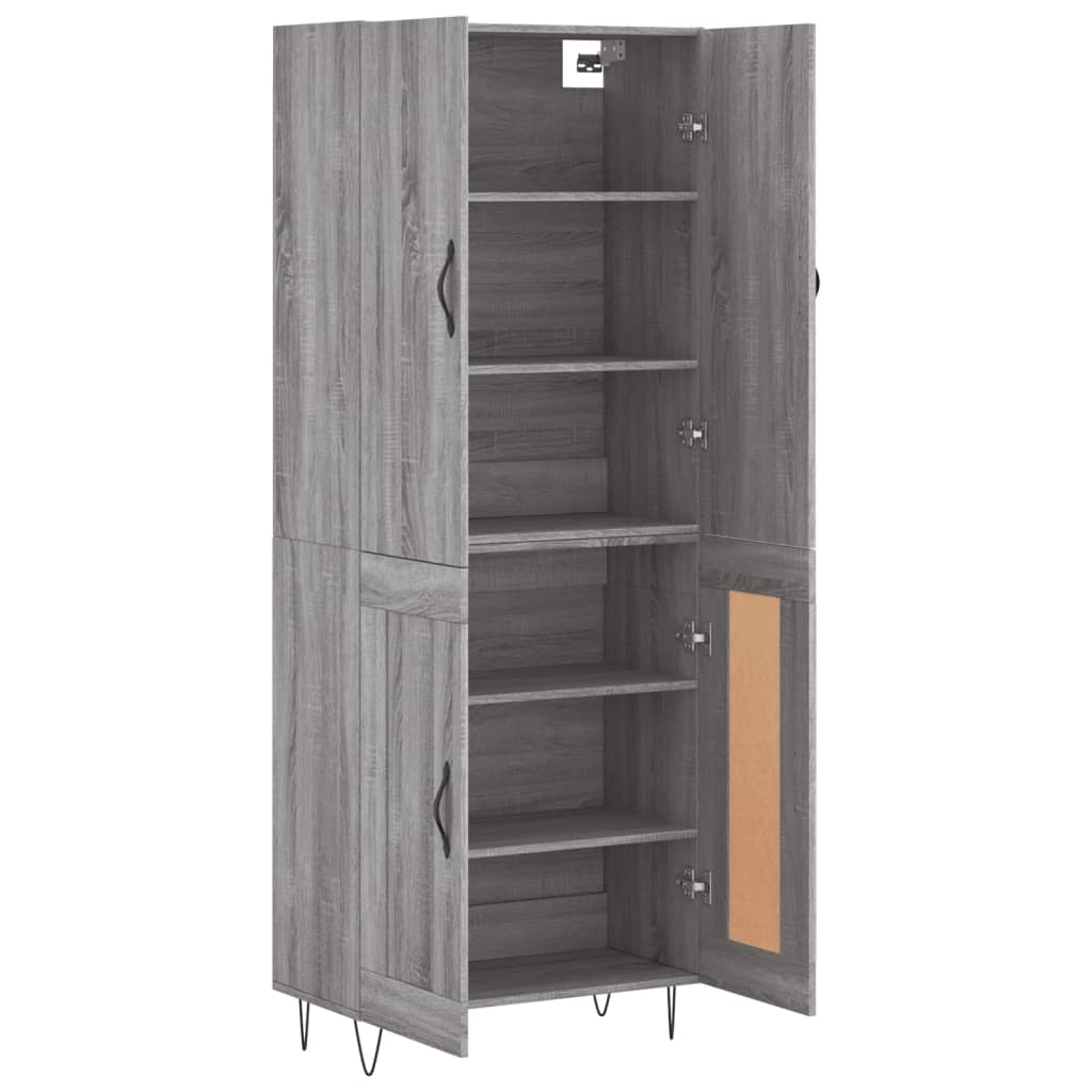 Hoge kast 69,5x34x180 cm bewerkt hout grijs sonoma eikenkleurig is nu te koop bij PeponiXL, paradijselijk wonen!