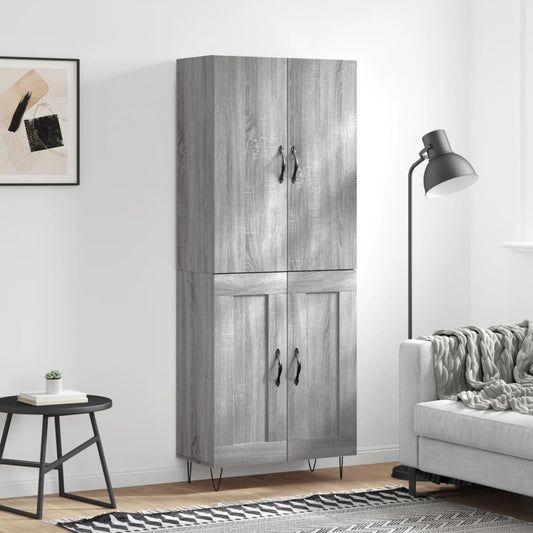 Hoge kast 69,5x34x180 cm bewerkt hout grijs sonoma eikenkleurig is nu te koop bij PeponiXL, paradijselijk wonen!