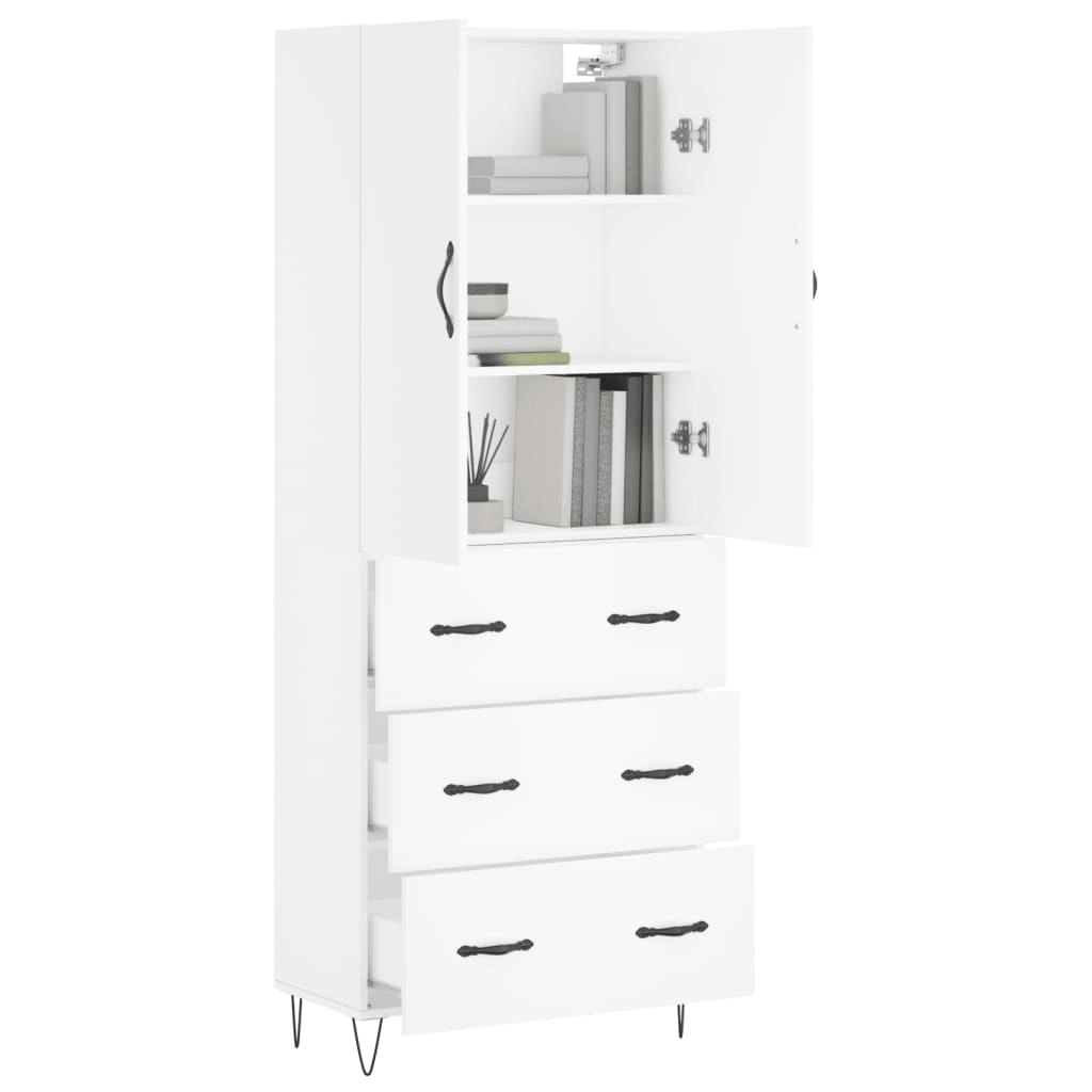 Hoge kast 69,5x34x180 cm bewerkt hout wit is nu te koop bij PeponiXL, paradijselijk wonen!