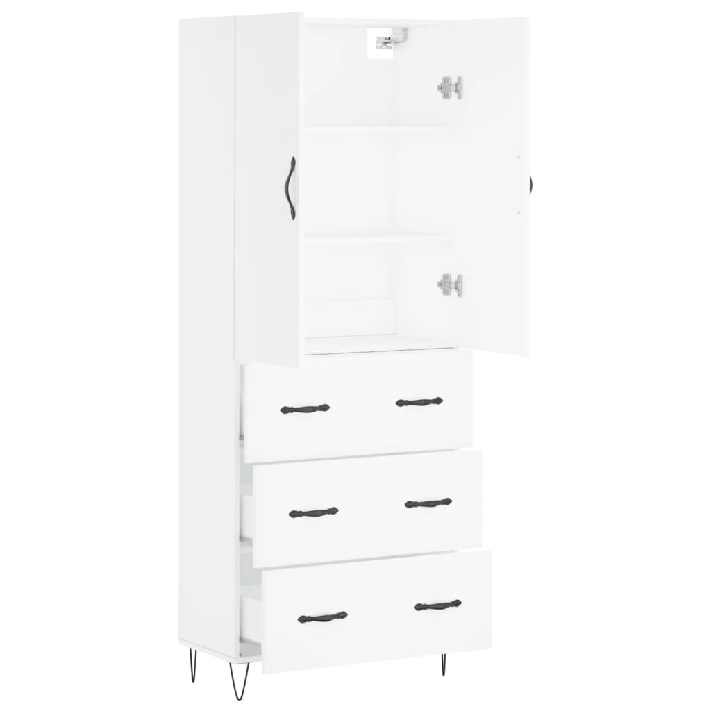 Hoge kast 69,5x34x180 cm bewerkt hout wit is nu te koop bij PeponiXL, paradijselijk wonen!