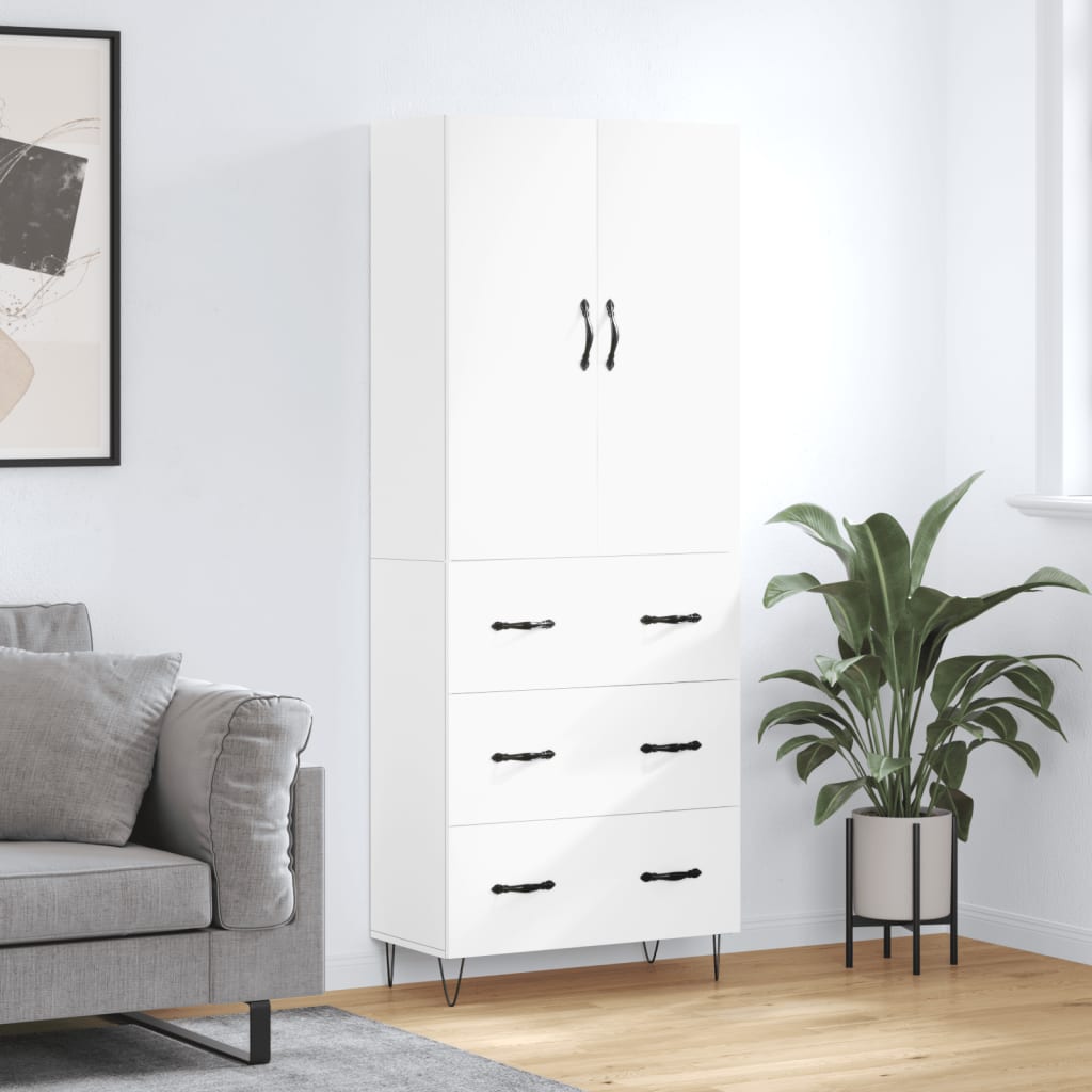 Hoge kast 69,5x34x180 cm bewerkt hout wit is nu te koop bij PeponiXL, paradijselijk wonen!