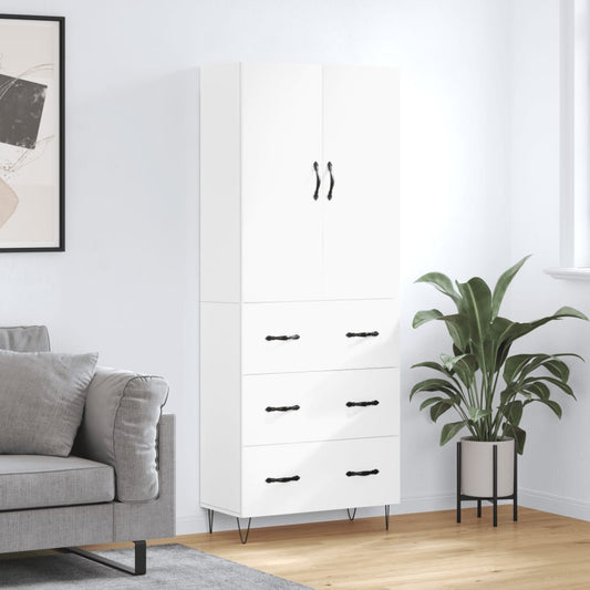 Hoge kast 69,5x34x180 cm bewerkt hout wit is nu te koop bij PeponiXL, paradijselijk wonen!