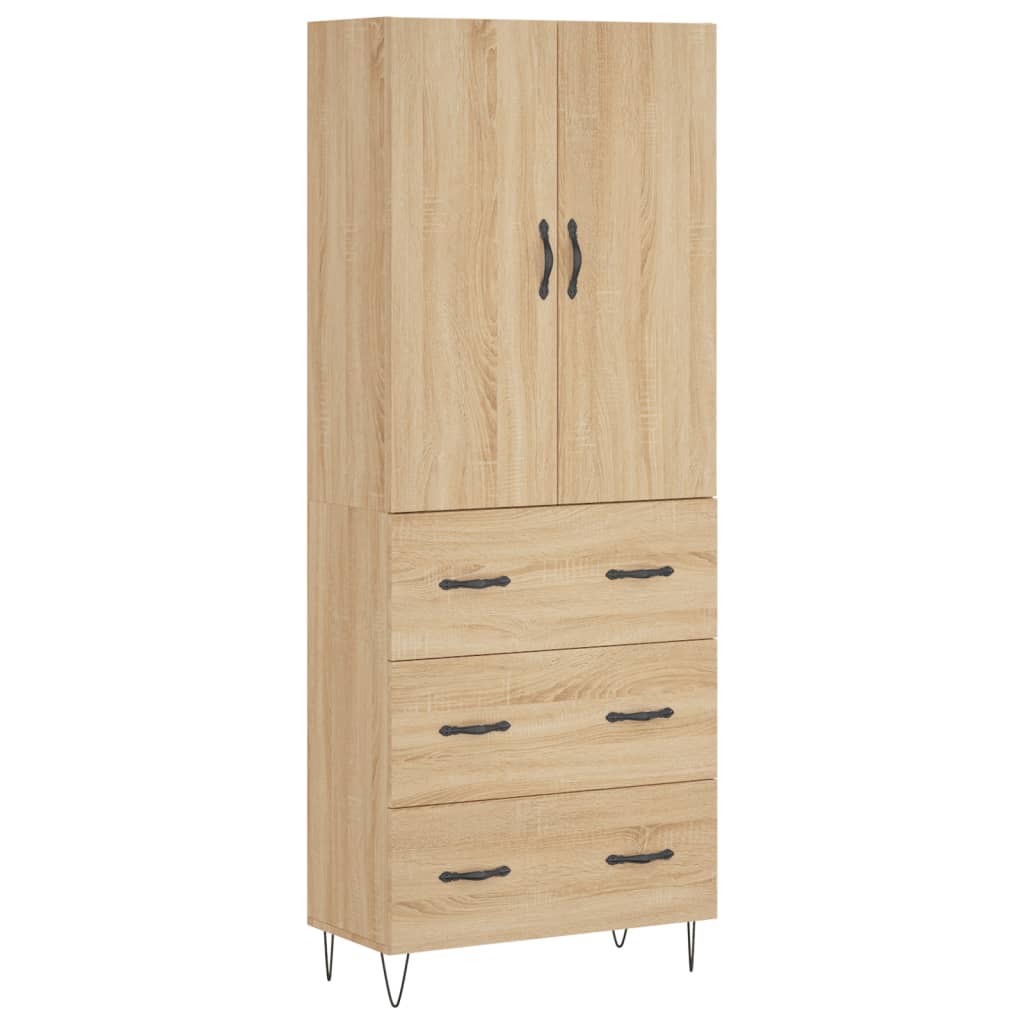 Hoge kast 69,5x34x180 cm bewerkt hout sonoma eikenkleurig is nu te koop bij PeponiXL, paradijselijk wonen!