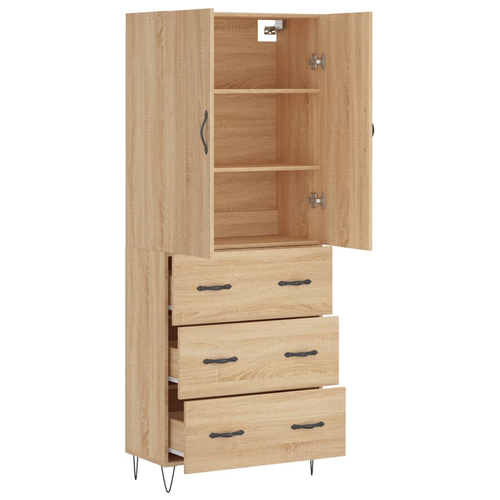 Hoge kast 69,5x34x180 cm bewerkt hout sonoma eikenkleurig is nu te koop bij PeponiXL, paradijselijk wonen!