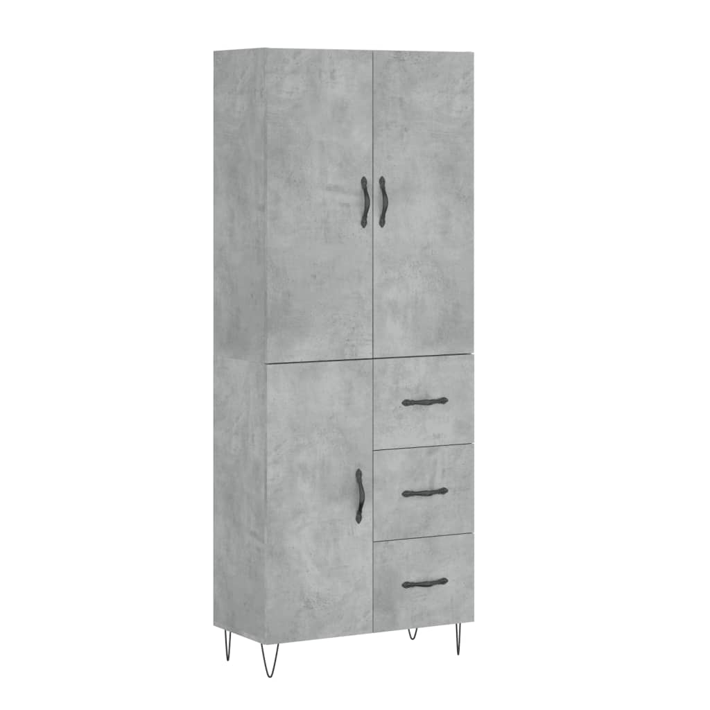 Hoge kast 69,5x34x180 cm bewerkt hout betongrijs is nu te koop bij PeponiXL, paradijselijk wonen!
