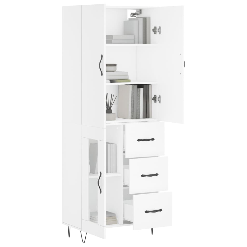 Hoge kast 69,5x34x180 cm bewerkt hout wit is nu te koop bij PeponiXL, paradijselijk wonen!