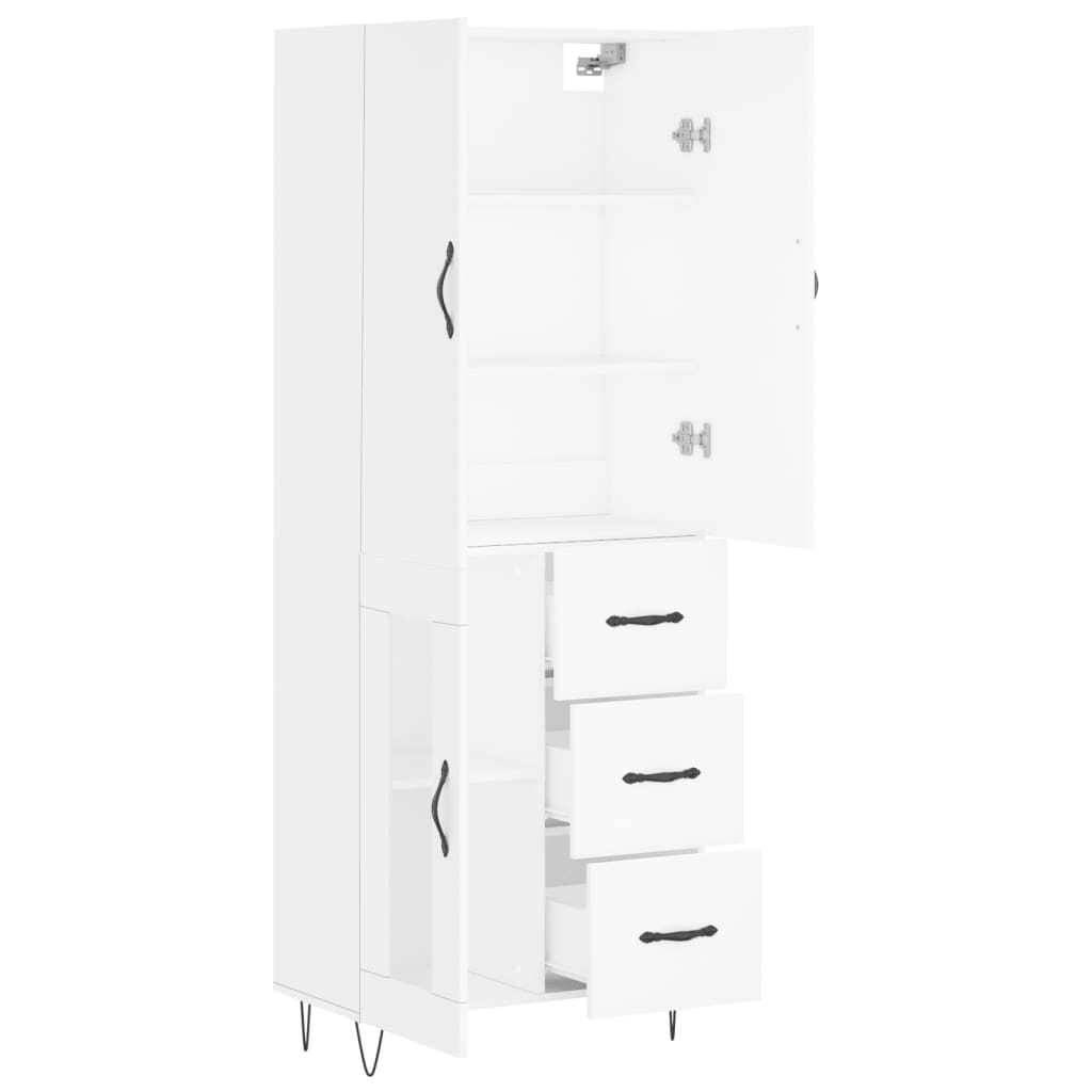 Hoge kast 69,5x34x180 cm bewerkt hout wit is nu te koop bij PeponiXL, paradijselijk wonen!