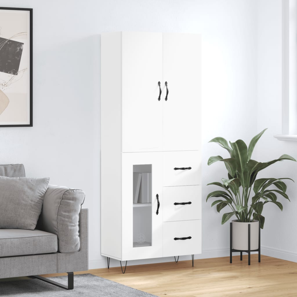 Hoge kast 69,5x34x180 cm bewerkt hout wit is nu te koop bij PeponiXL, paradijselijk wonen!