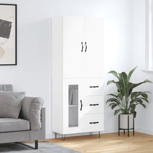 Hoge kast 69,5x34x180 cm bewerkt hout wit is nu te koop bij PeponiXL, paradijselijk wonen!