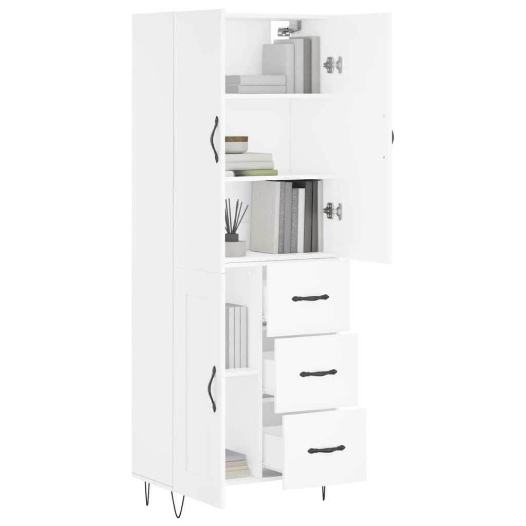 Hoge kast 69,5x34x180 cm bewerkt hout wit is nu te koop bij PeponiXL, paradijselijk wonen!