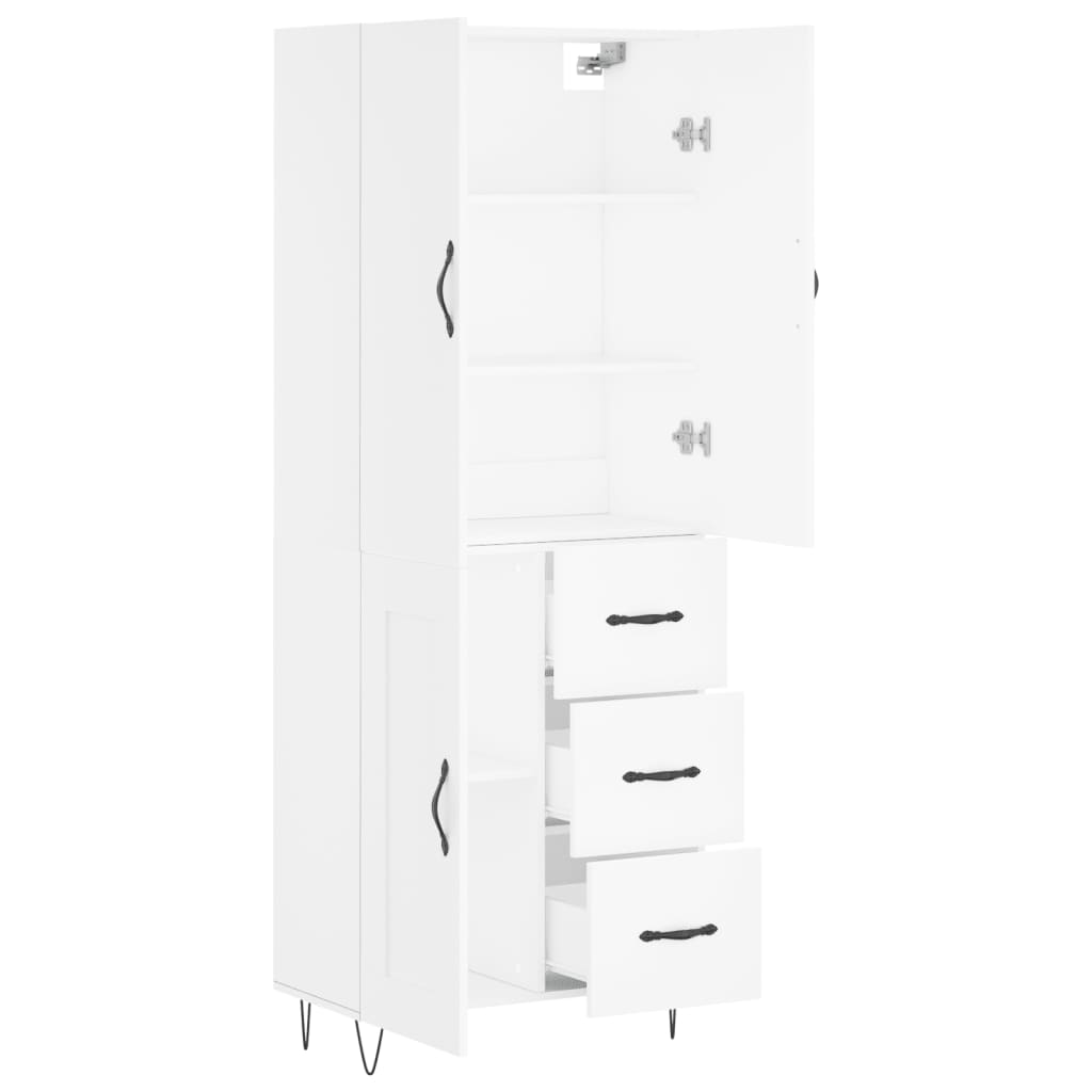 Hoge kast 69,5x34x180 cm bewerkt hout wit is nu te koop bij PeponiXL, paradijselijk wonen!