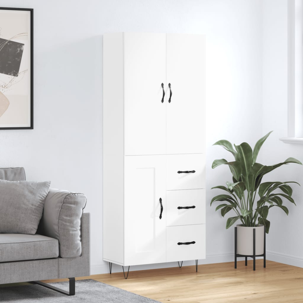 Hoge kast 69,5x34x180 cm bewerkt hout wit is nu te koop bij PeponiXL, paradijselijk wonen!