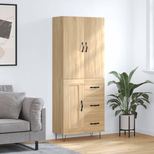 Hoge kast 69,5x34x180 cm bewerkt hout sonoma eikenkleurig is nu te koop bij PeponiXL, paradijselijk wonen!