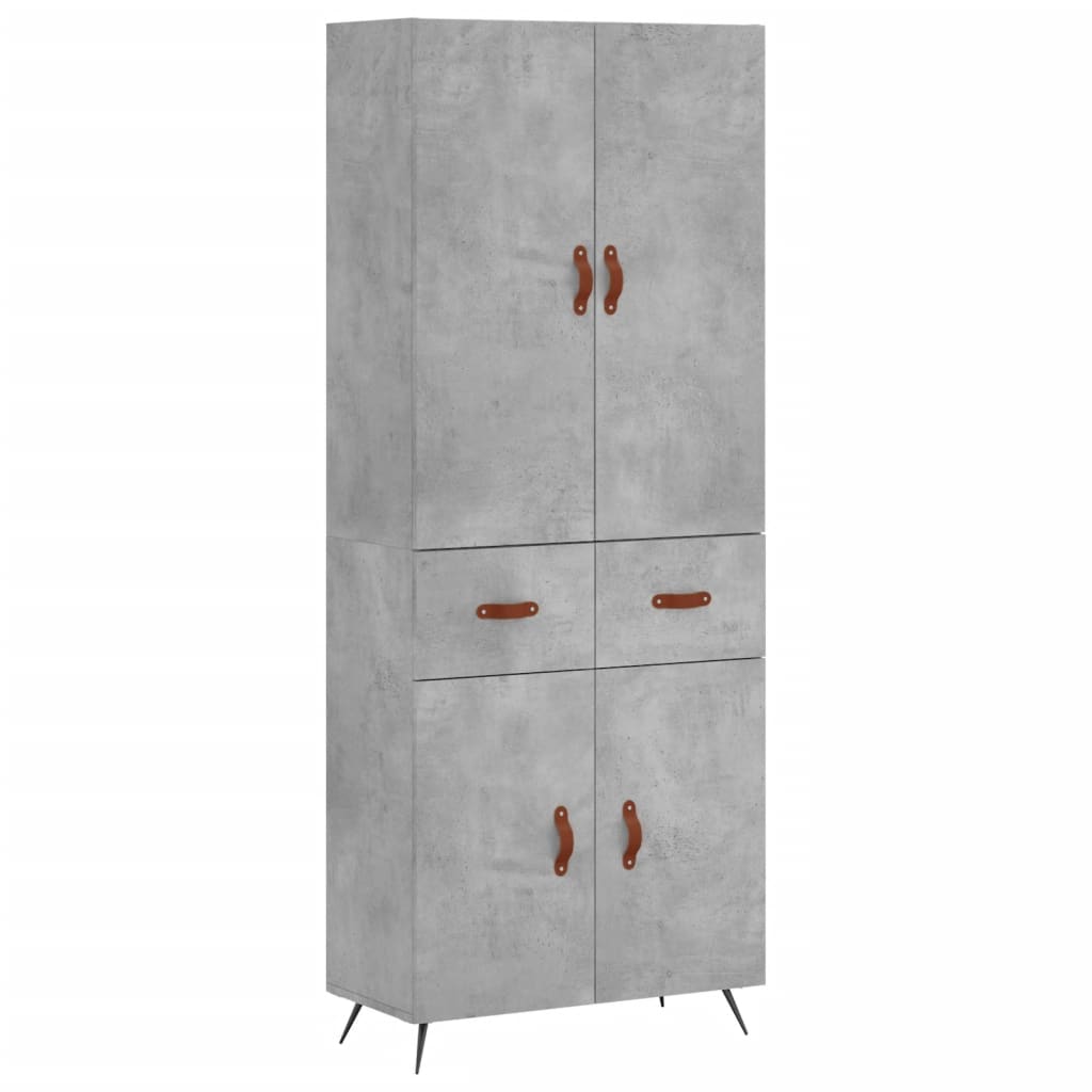 Hoge kast 69,5x34x180 cm bewerkt hout betongrijs is nu te koop bij PeponiXL, paradijselijk wonen!