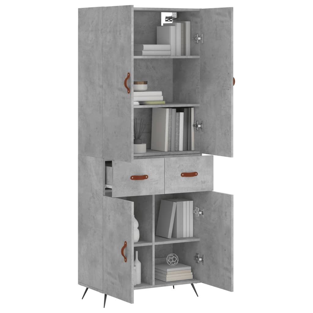 Hoge kast 69,5x34x180 cm bewerkt hout betongrijs is nu te koop bij PeponiXL, paradijselijk wonen!