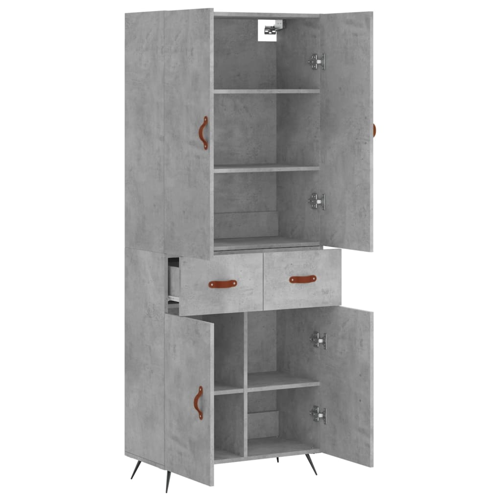 Hoge kast 69,5x34x180 cm bewerkt hout betongrijs is nu te koop bij PeponiXL, paradijselijk wonen!