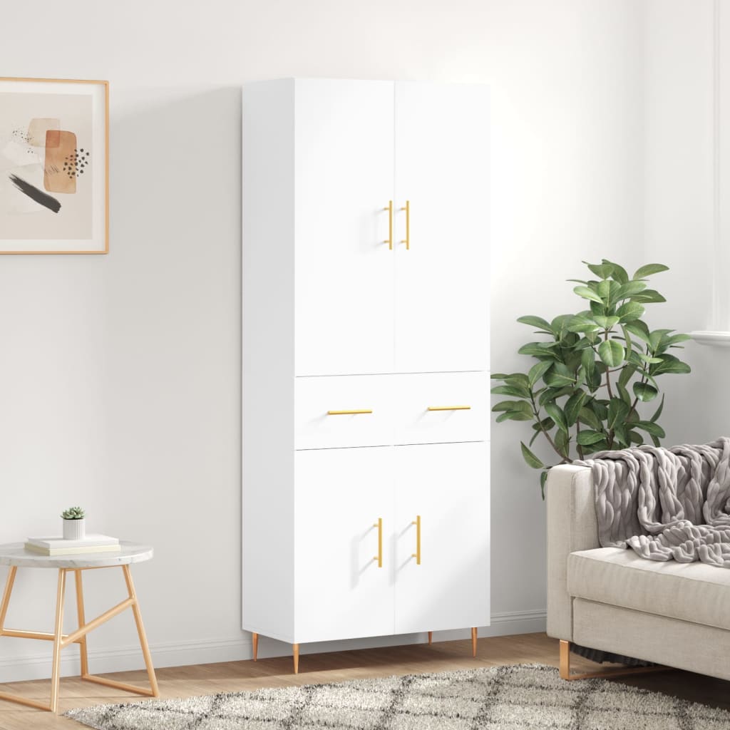 Hoge kast 69,5x34x180 cm bewerkt hout wit is nu te koop bij PeponiXL, paradijselijk wonen!